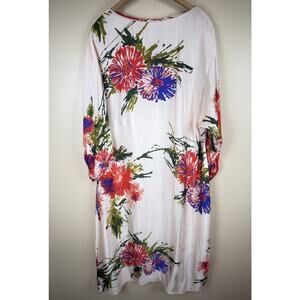 GHOST London Floral Caftan Kimono Dress Womens Size L Viscose Red Blue Print